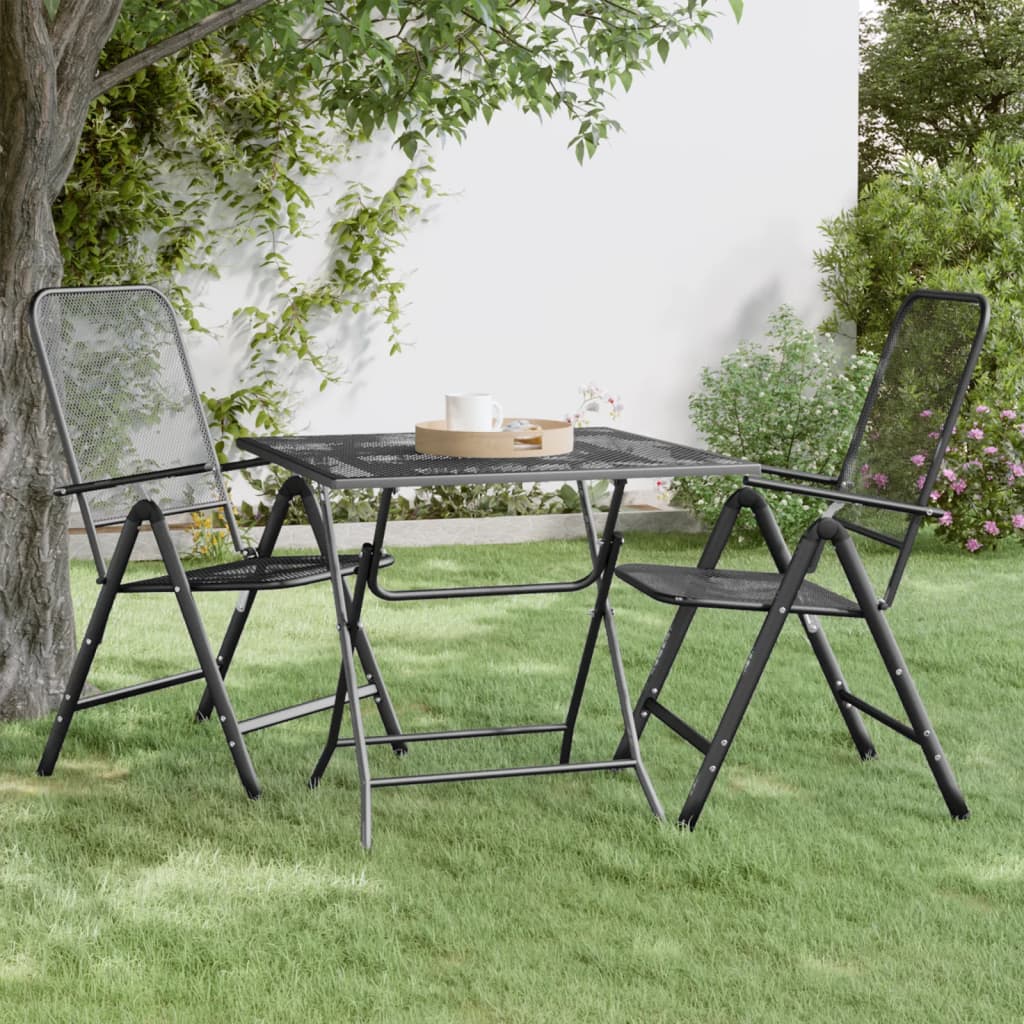 Sodo stalas, antracito, 60x60x72cm, plėsto metalo tinklelis
