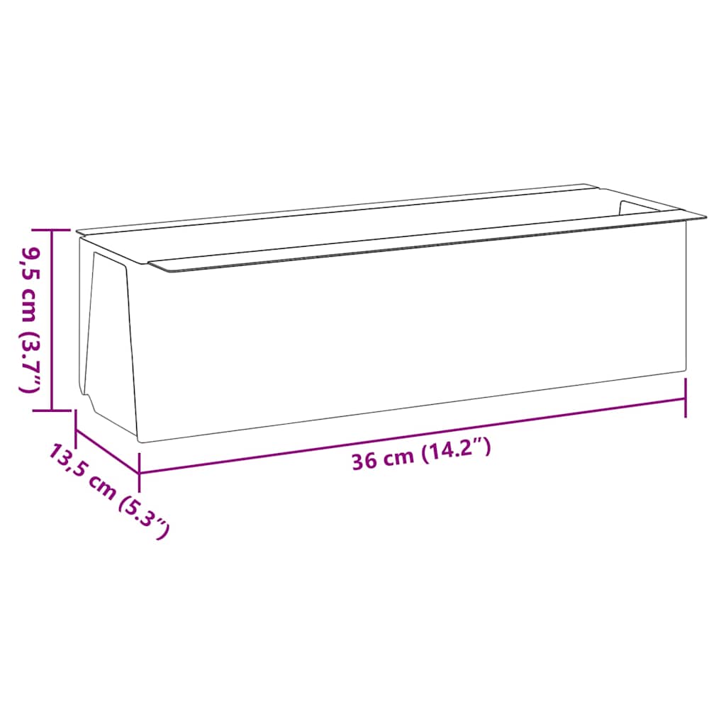 Gėlių loveliai Euro paletėms, 12vnt., pilki, 36x13,5x9,5cm, PP
