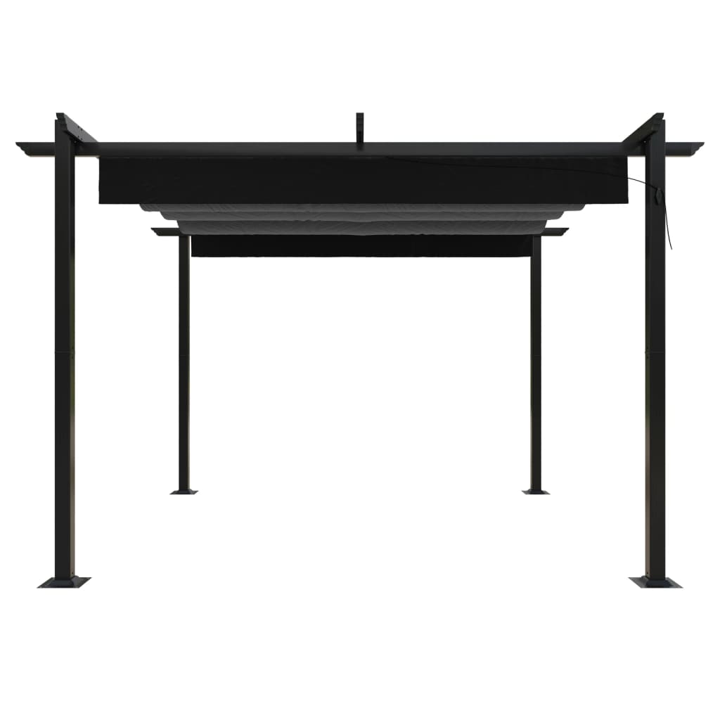 Sodo pavėsinė su įtraukiamu stogu, antracito spalvos, 4x3m