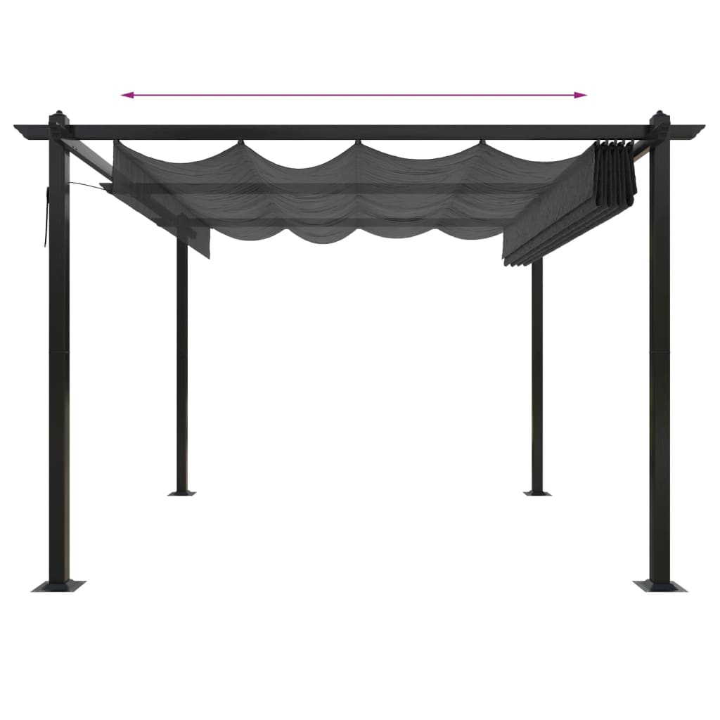 Sodo pavėsinė su įtraukiamu stogu, antracito spalvos, 4x3m