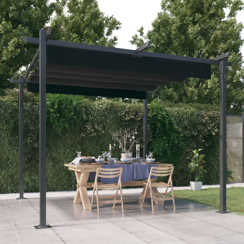 Sodo pavėsinė su įtraukiamu stogu, antracito spalvos, 4x3m
