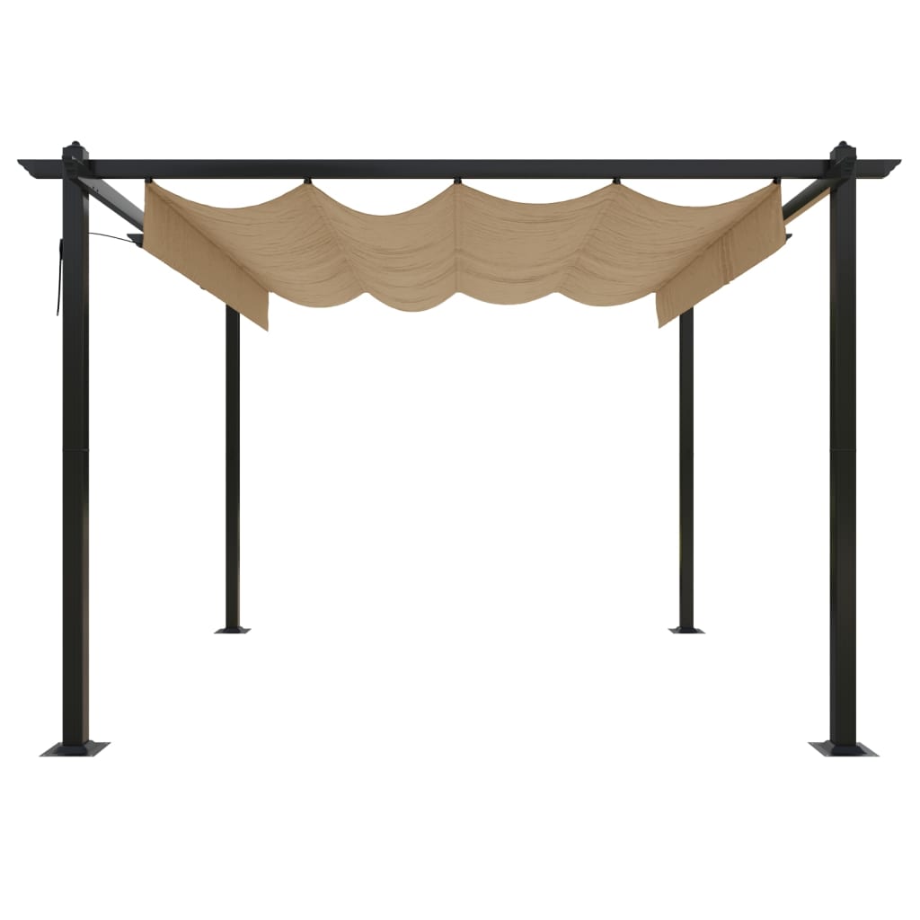 Sodo pavėsinė su įtraukiamu stogu, taupe spalvos, 3x3m