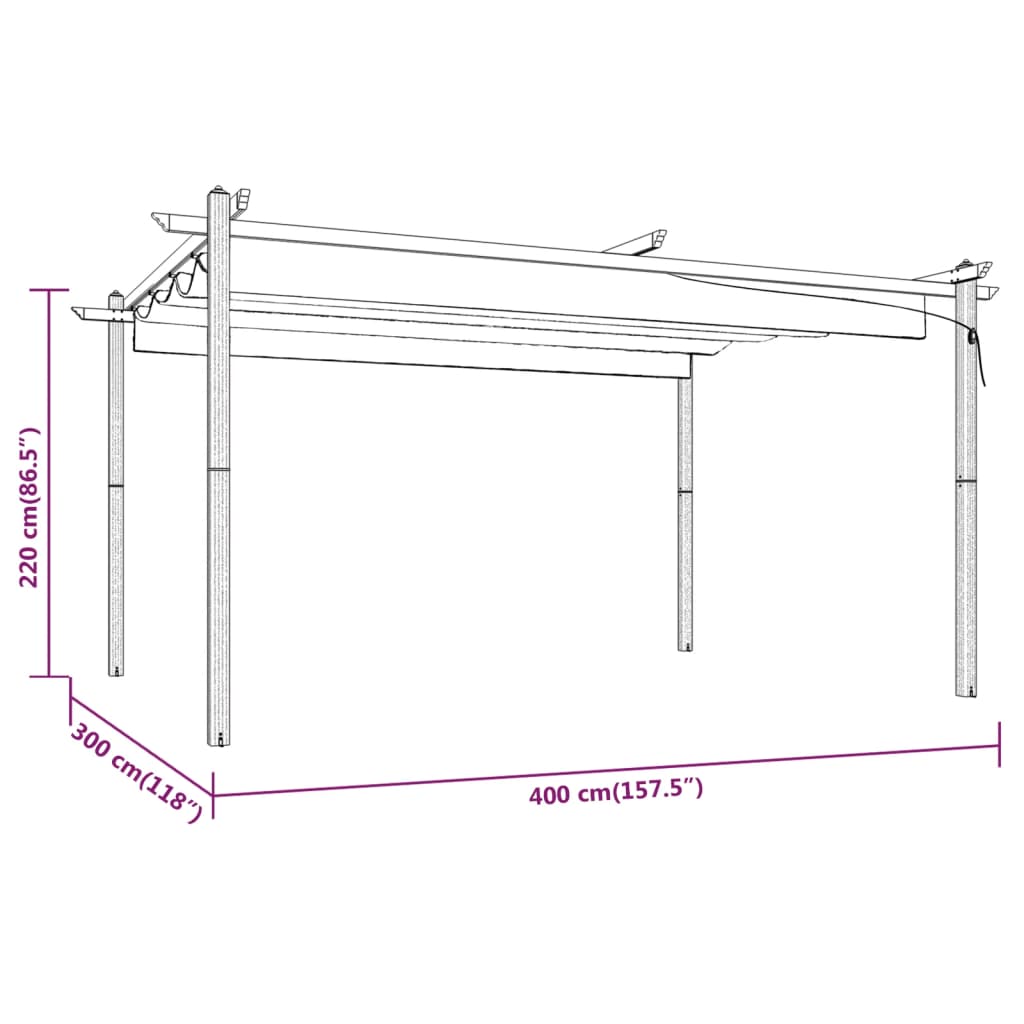 Pavėsinė su stulpų uždangalais, kreminė, 2,98x5,3x2,59m 160g/m²