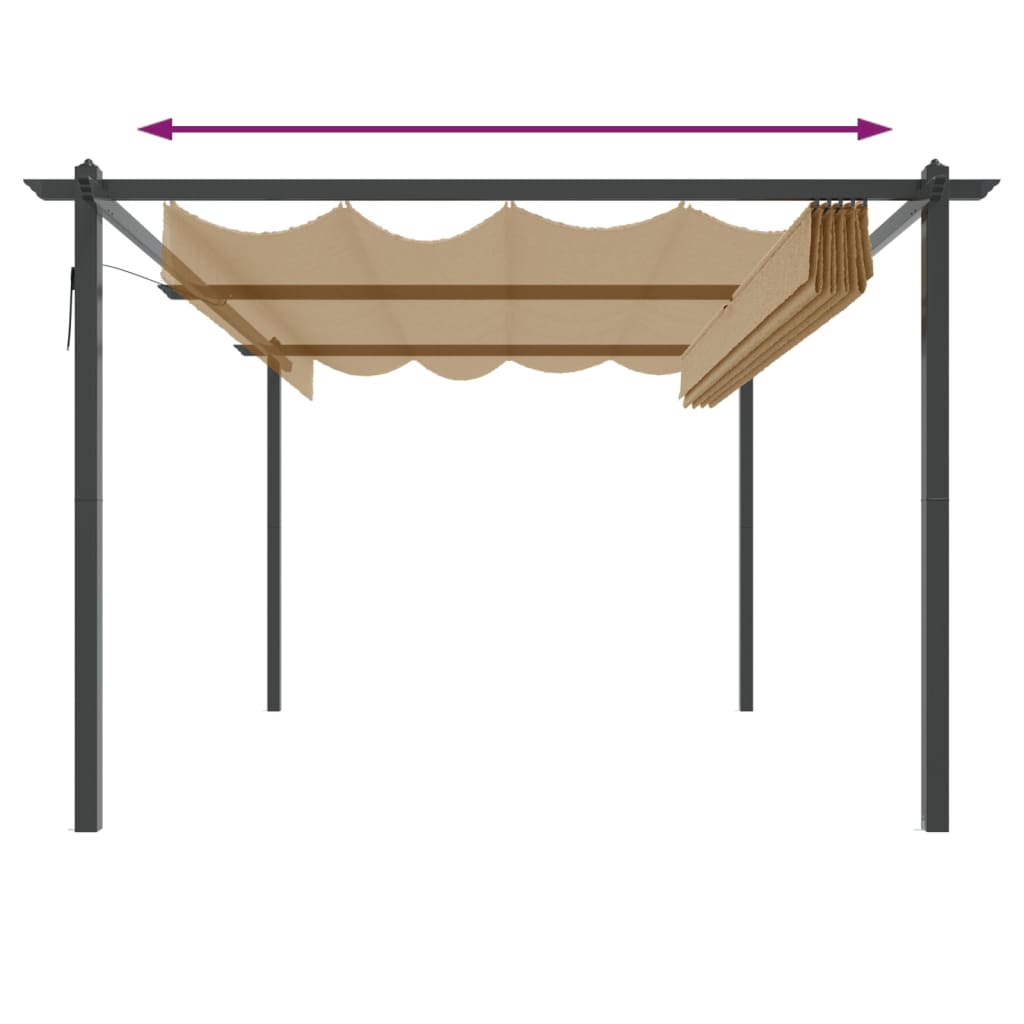 Pavėsinė su stulpų uždangalais, antracito, 3x4x2,6m, 160g/m²