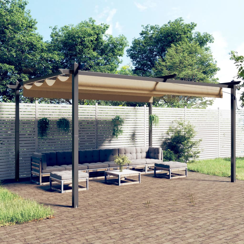 Pavėsinė su stulpų uždangalais, antracito, 3x4x2,6m, 160g/m²