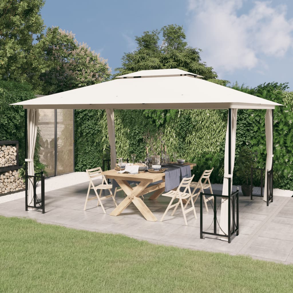 Proginė palapinė su šoninėmis sienomis, balta, 4x9m, 90g/m²