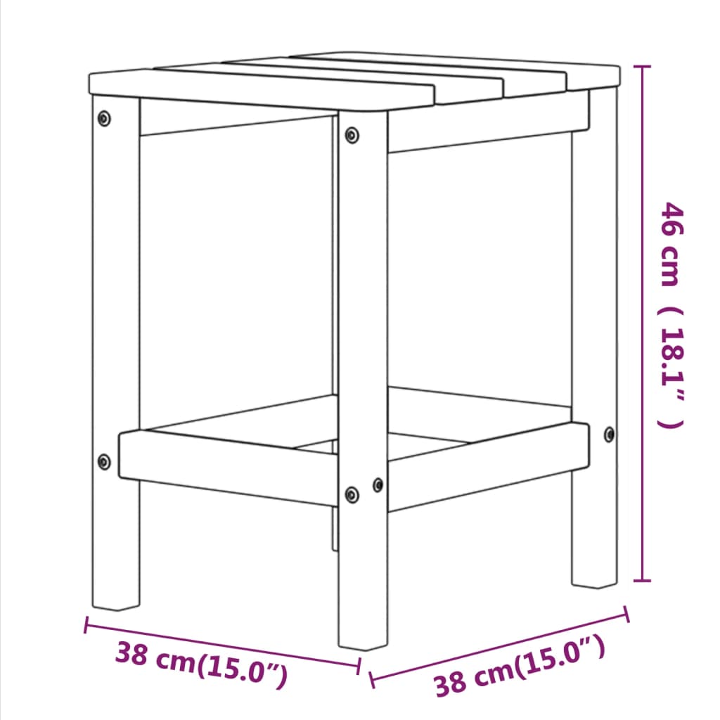 Sodo Adirondack staliukas, baltos spalvos, 38x38x46cm, HDPE