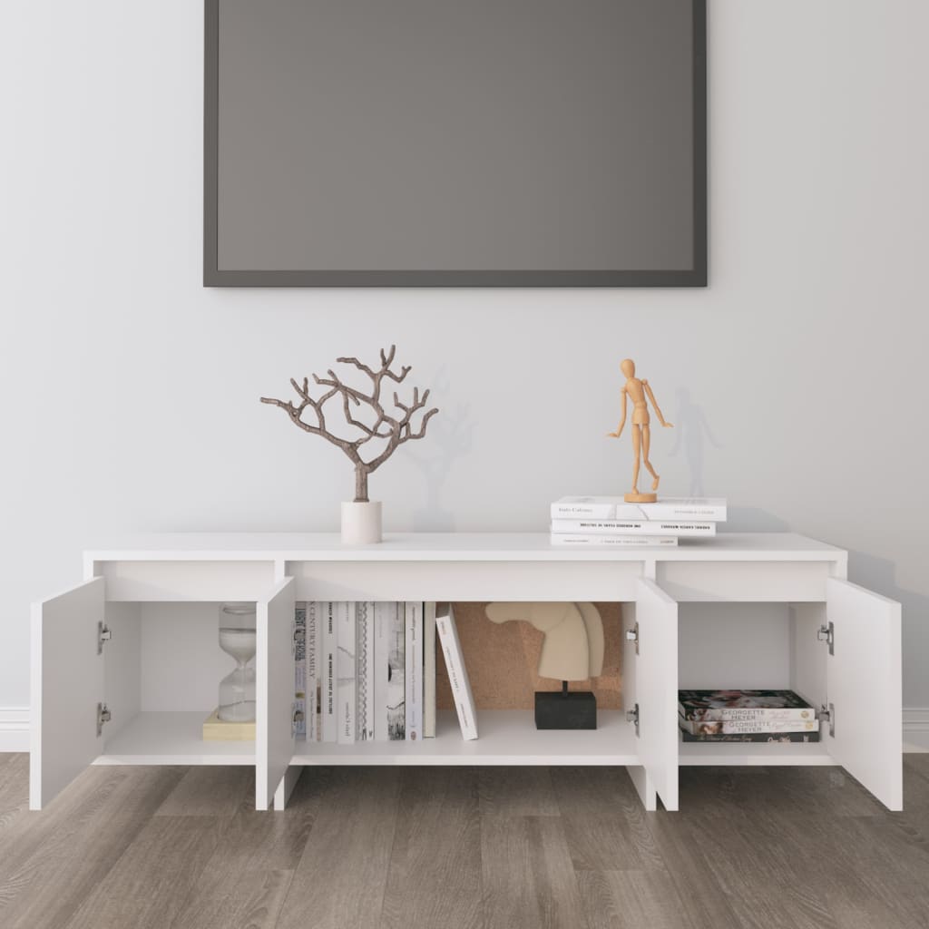 Televizoriaus spintelė, balta, 120x30x40,5 cm, apdirbta mediena