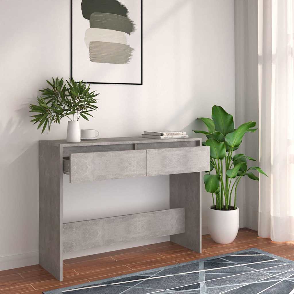 Konsolinis staliukas, betono, 100x35x76,5cm, apdirbta mediena