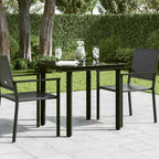 Sodo valgomojo stalas, juodas, 80x80x74cm, plienas ir stiklas