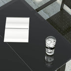 Sodo valgomojo stalas, juodas, 80x80x74cm, plienas ir stiklas