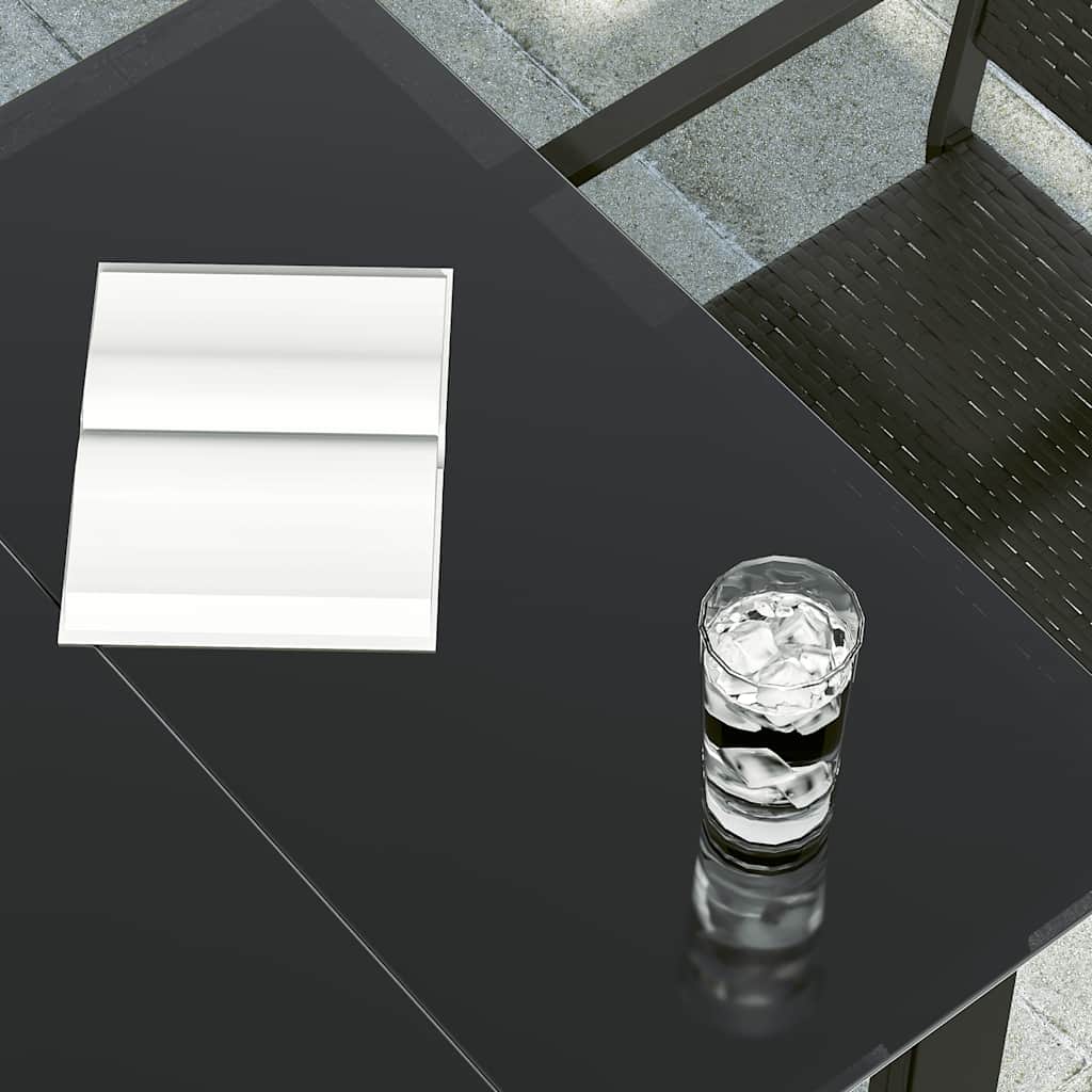 Sodo valgomojo stalas, juodas, 80x80x74cm, plienas ir stiklas