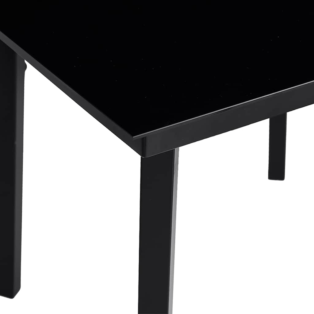 Sodo valgomojo stalas, juodas, 80x80x74cm, plienas ir stiklas