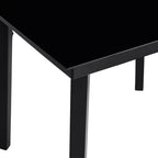 Sodo valgomojo stalas, juodas, 80x80x74cm, plienas ir stiklas