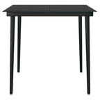 Sodo valgomojo stalas, juodas, 80x80x74cm, plienas ir stiklas