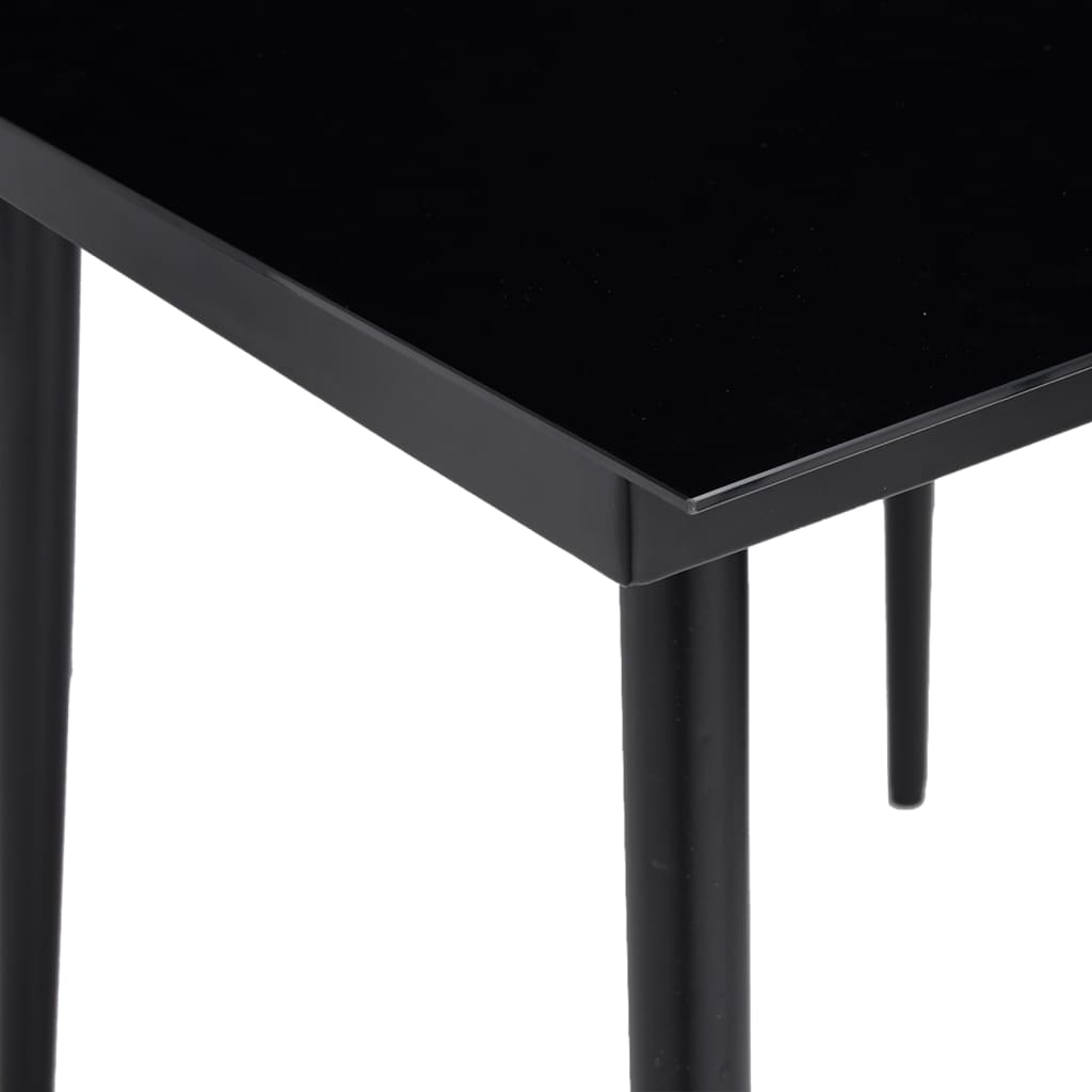 Sodo valgomojo stalas, juodas, 80x80x74cm, plienas ir stiklas