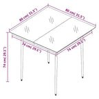 Sodo valgomojo stalas, juodas, 80x80x74cm, plienas ir stiklas