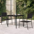 Sodo valgomojo stalas, juodas, 80x80x74cm, plienas ir stiklas