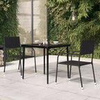 Sodo valgomojo stalas, juodas, 80x80x74cm, plienas ir stiklas