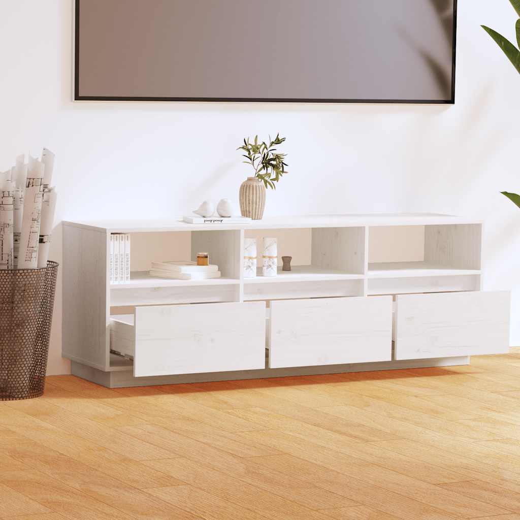 Televizoriaus spintelė, balta, 140x37x50cm, pušies masyvas