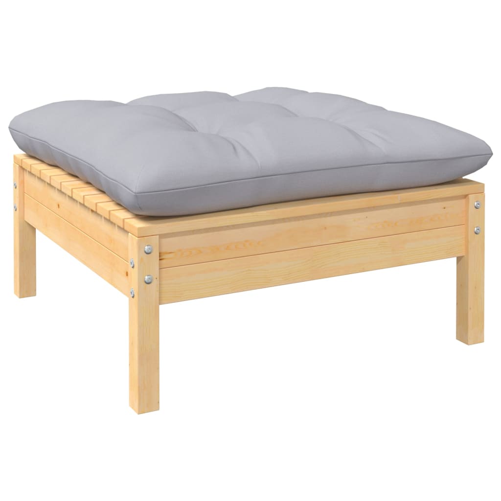 Sodo komplektas su pilkomis pagalvėmis, 12 dalių, pušis