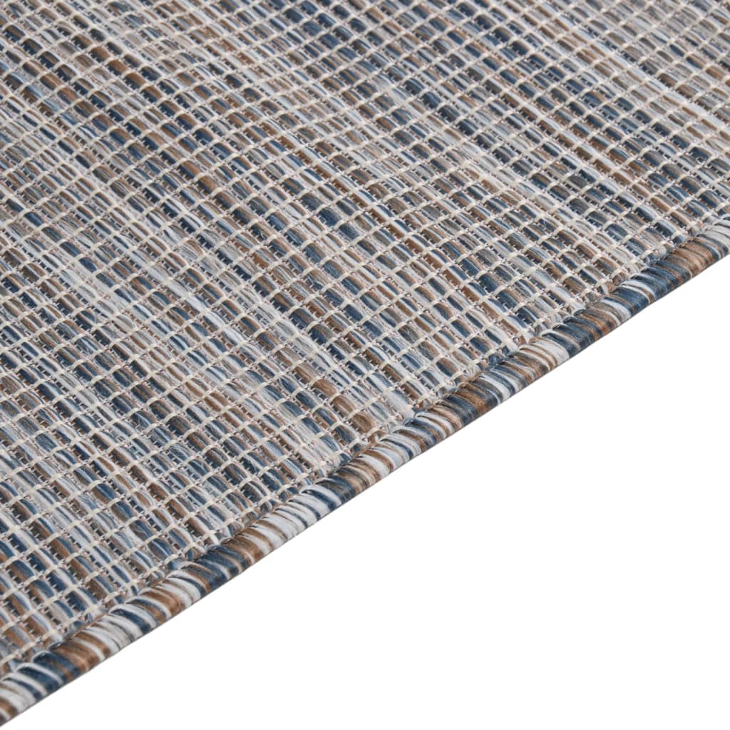 Lauko kilimėlis, rudas ir mėlyna, 160x230cm, plokščio pynimo