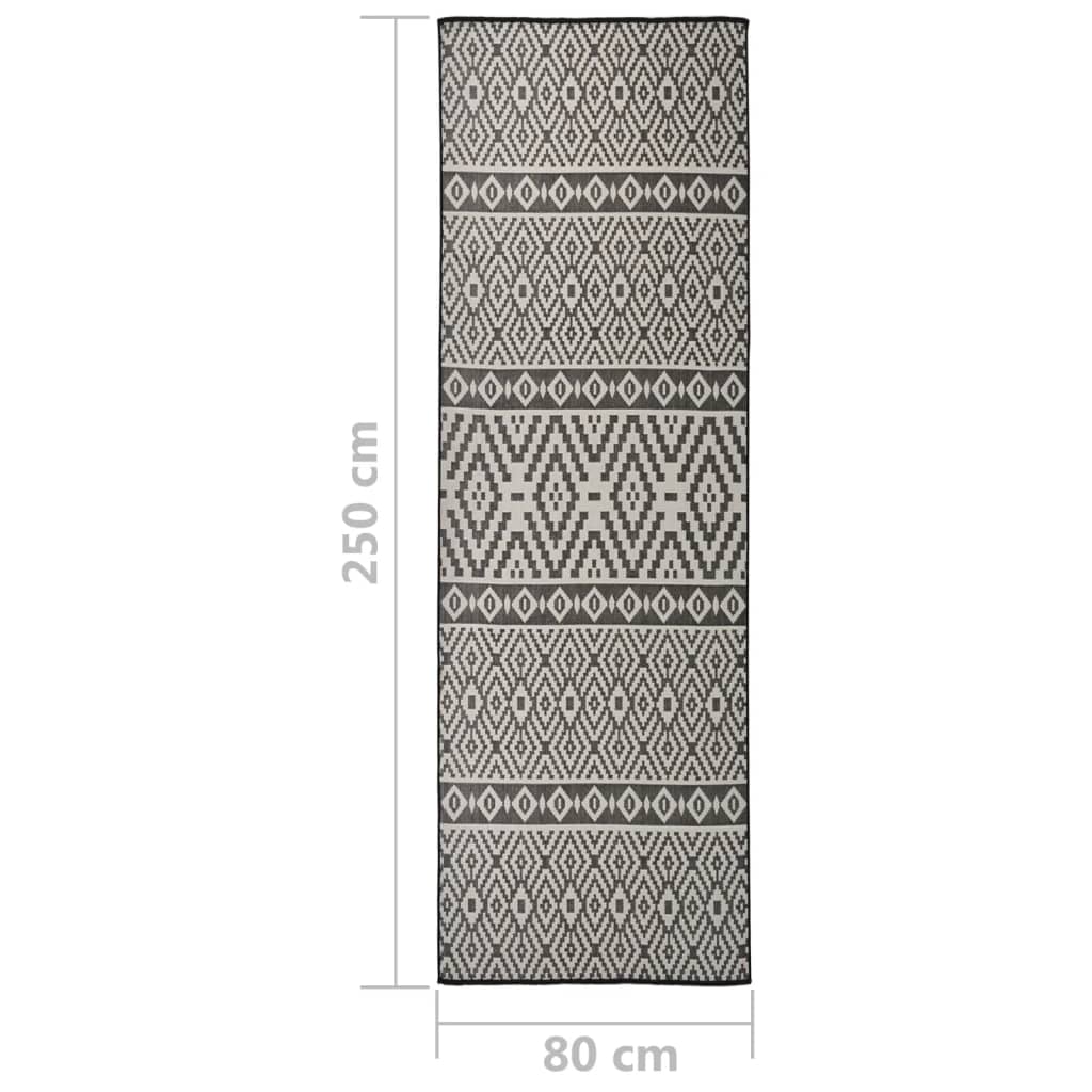Lauko kilimėlis, juodos spalvos, 80x250cm, plokščio pynimo