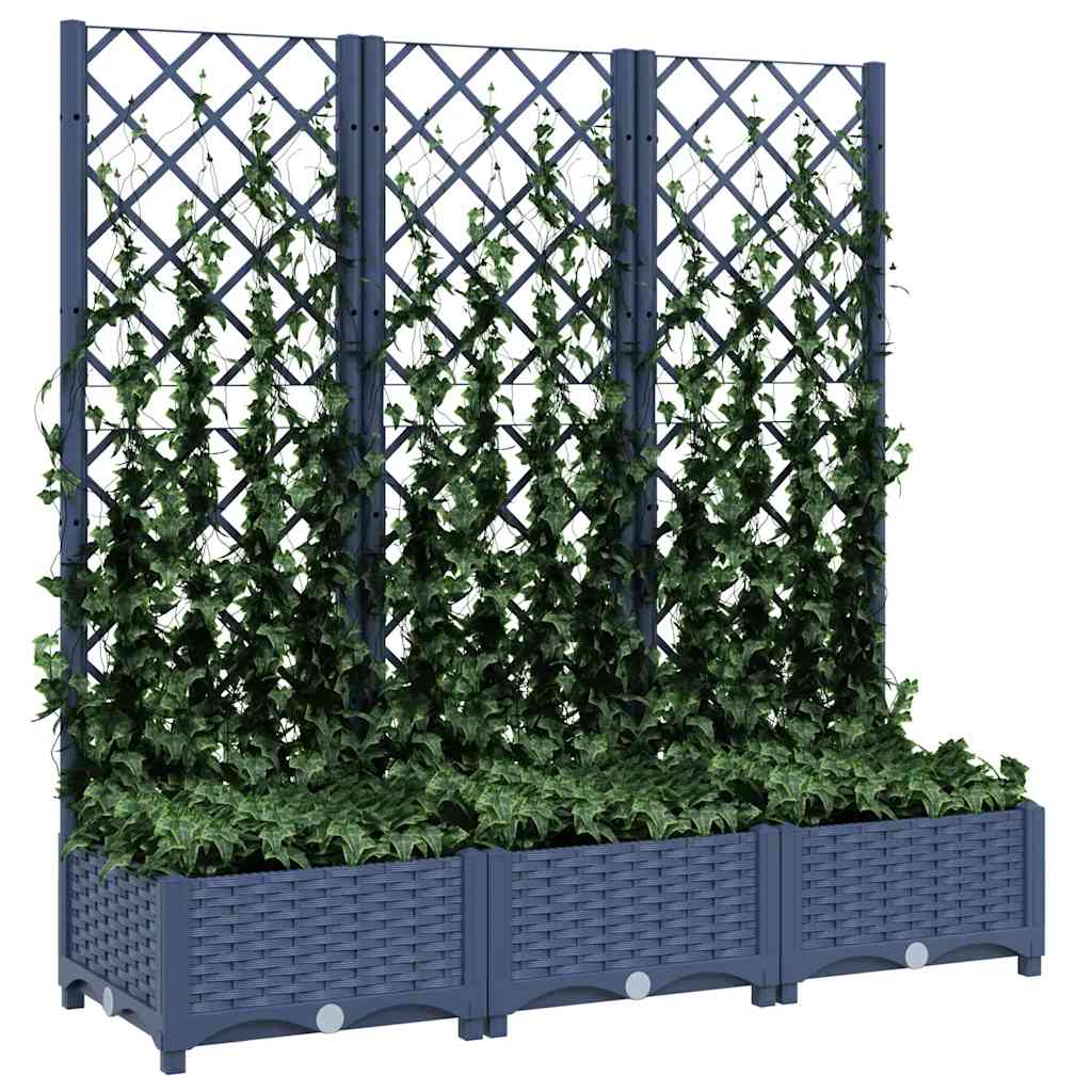 Sodo lovelis su treliažu, mėlyna pilkas, 120x40x121,5cm, PP