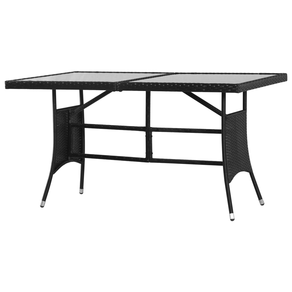 Sodo stalas, juodas, 80x80x74cm, poliratanas
