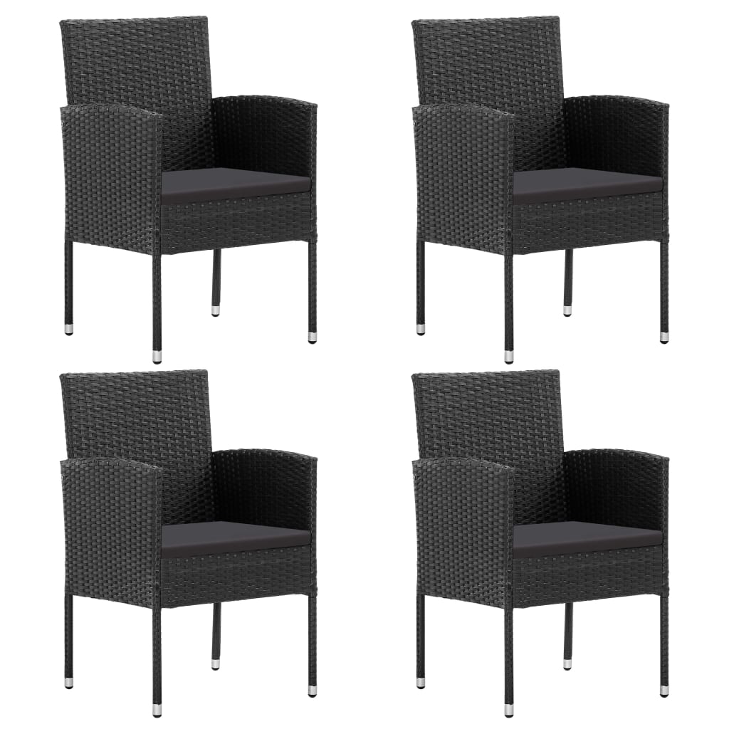 Sodo kėdės su pagalvėlėmis, 2vnt., juodos, poliratanas