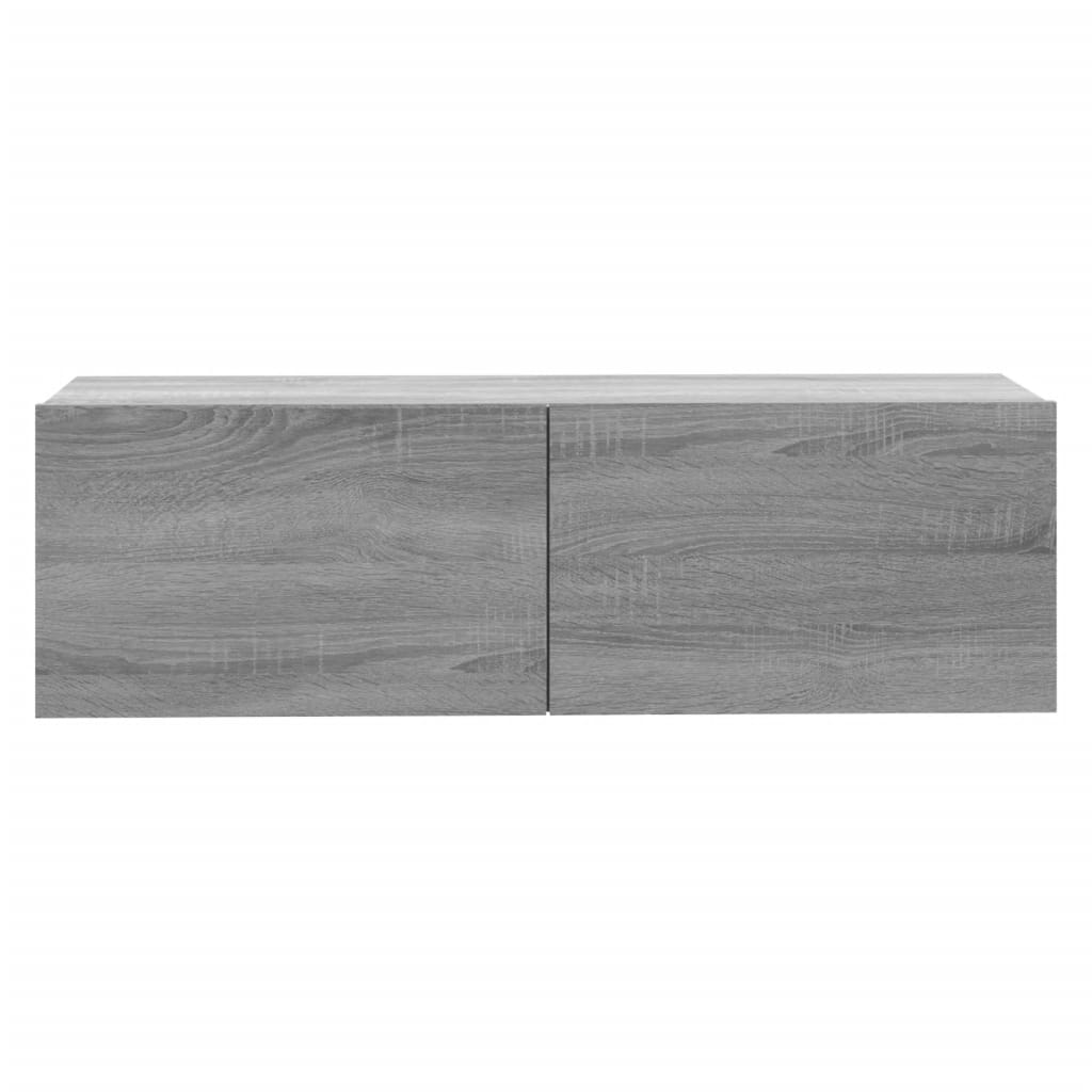 Sieninė televizoriaus spintelė, pilka, 100x30x30 cm, mediena