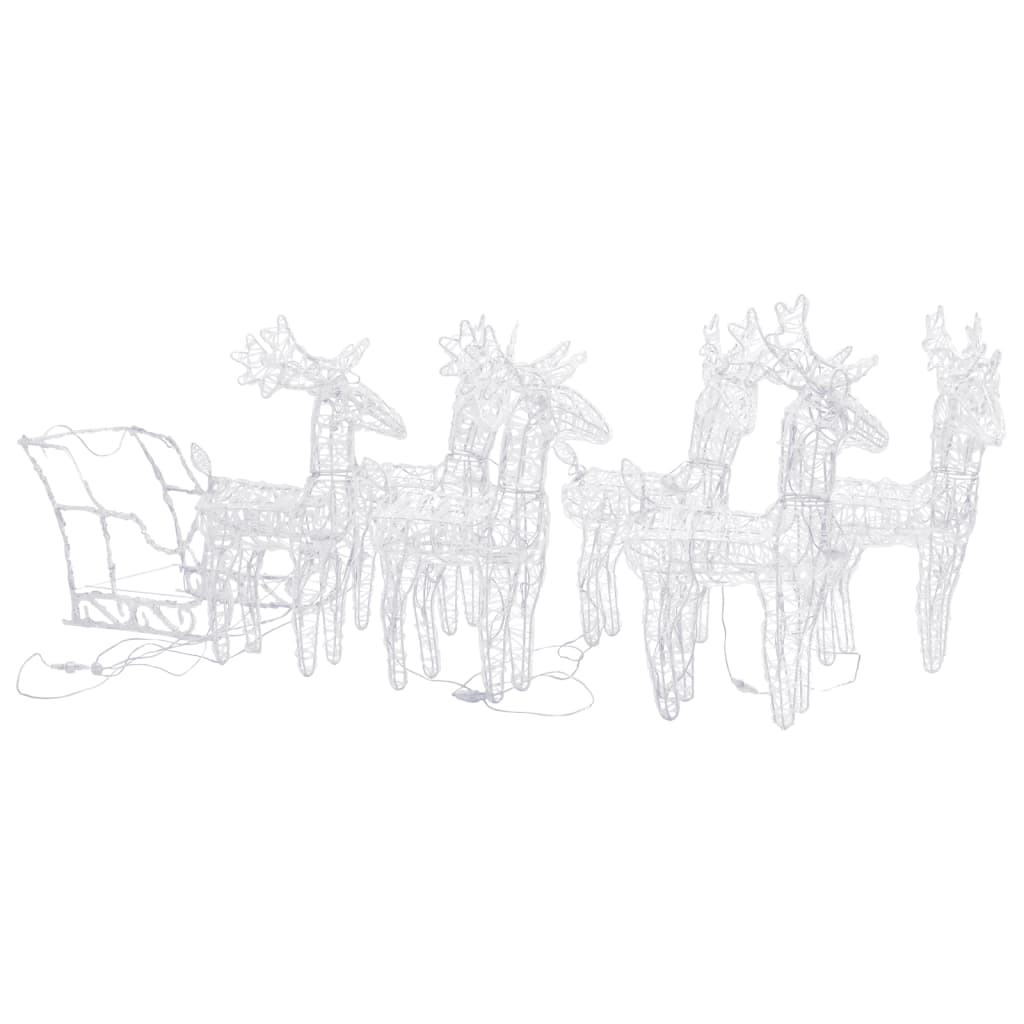 vidaXL Kalėdų dekoracija elniai ir rogės, akrilas, 320 LED