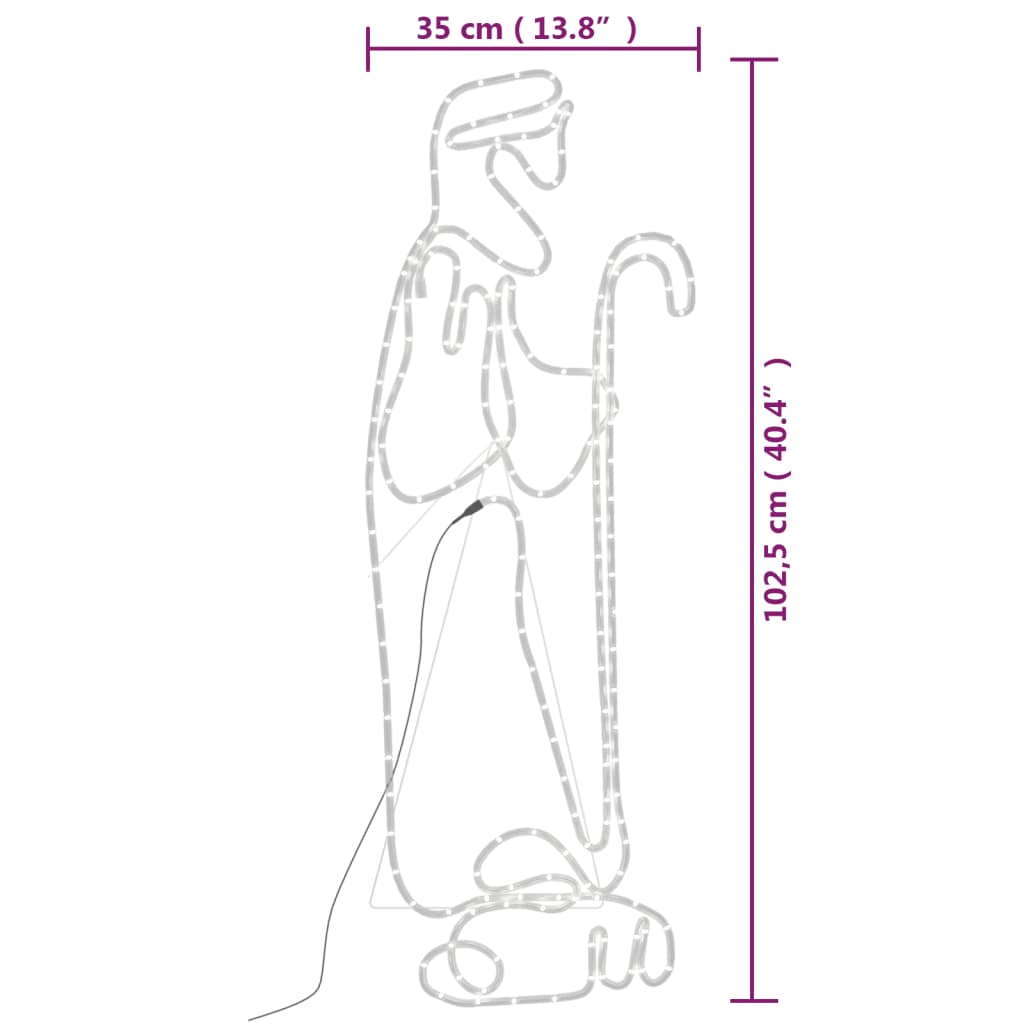 vidaXL Kalėdinė dekoracija piemuo ir avis su 168 LED, 102,5x35cm