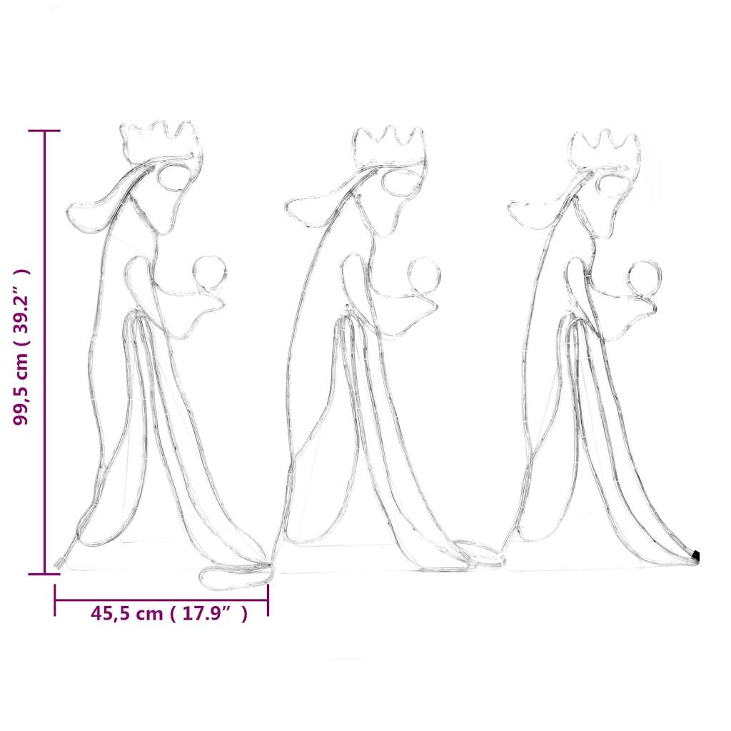 vidaXL Kalėdinė dekoracija Trys Karaliai su 504 LED, 99,5x45,5cm