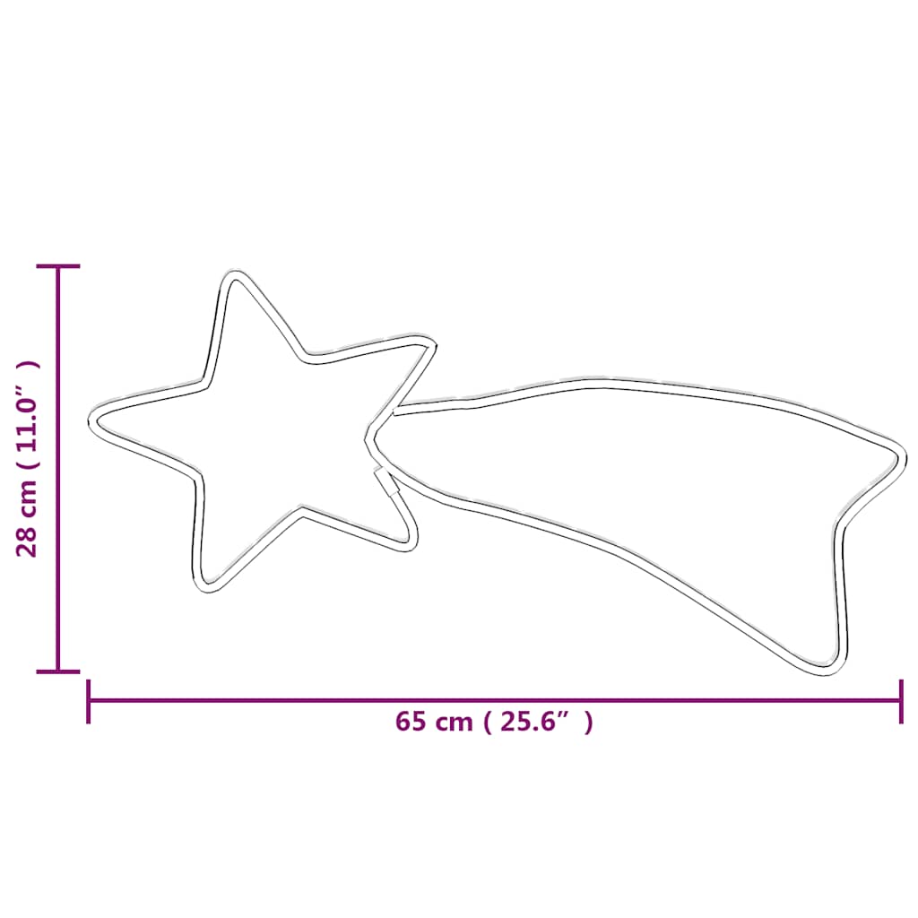 vidaXL Kalėdinė dekoracija kometa su 48 šiltomis baltomis LED, 65x28cm