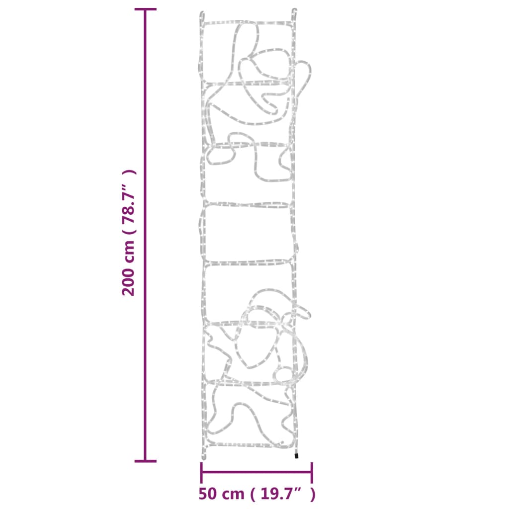 Kalėdinė dekoracija Kalėdų Senelis ant kopėčių su LED, 50x200cm
