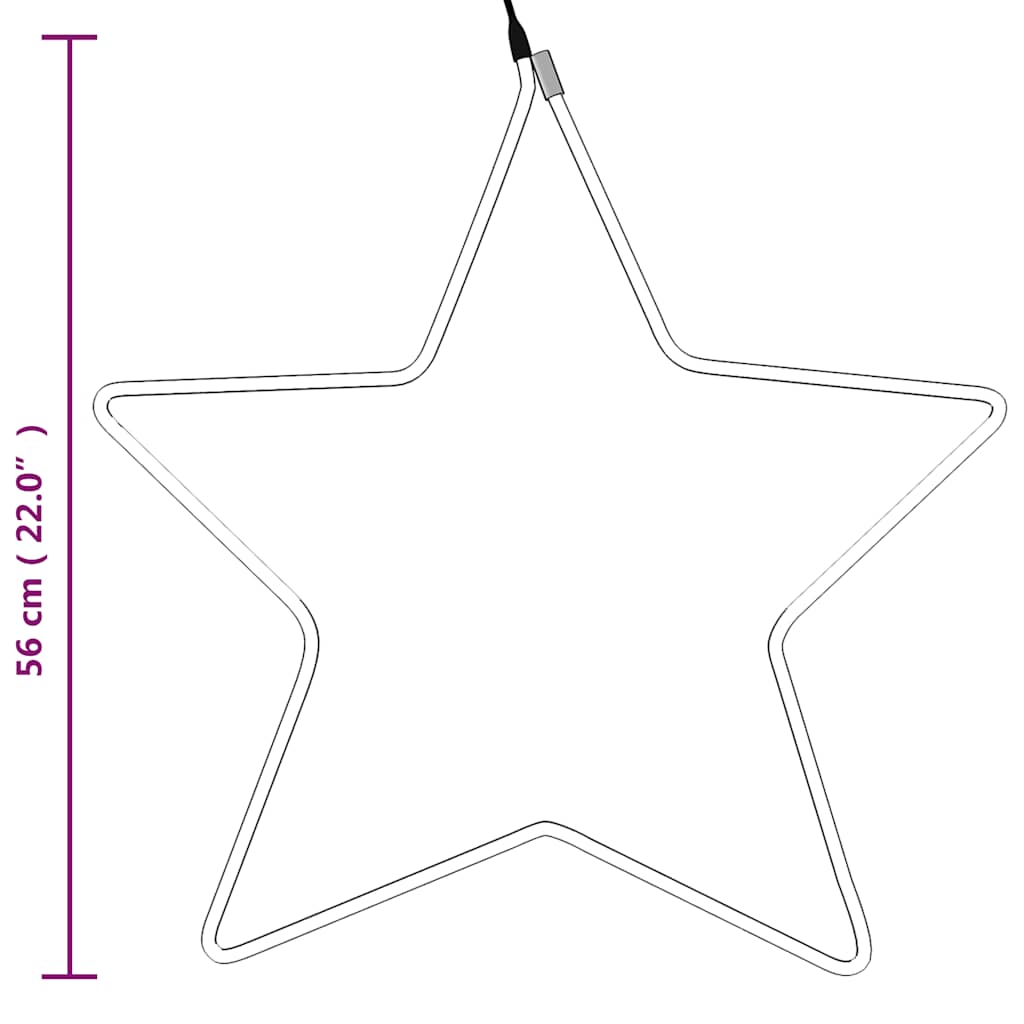 Kalėdinė dekoracija žvaigždė su 48 šiltomis baltomis LED, 56cm