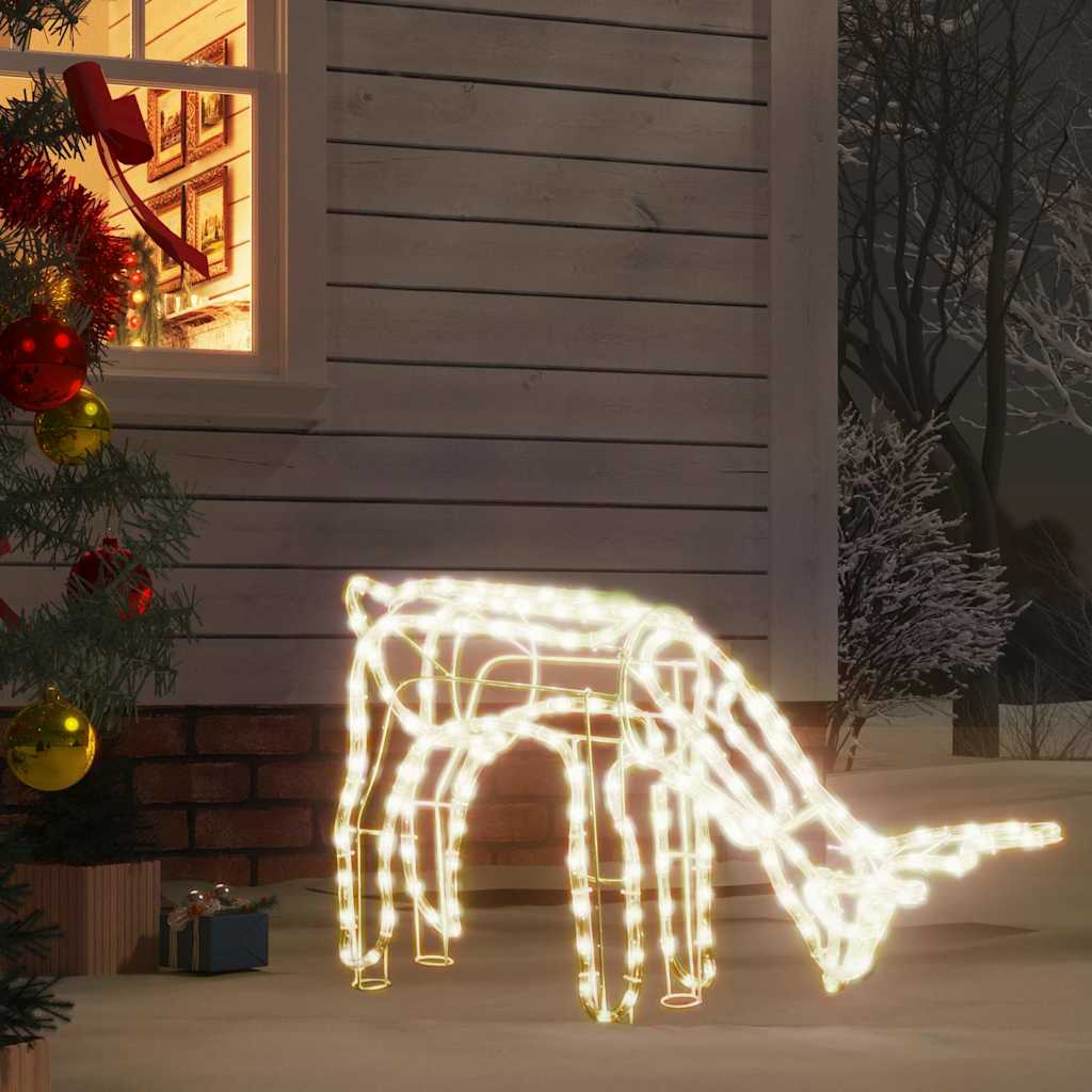 vidaXL Kalėdinė dekoracija elnias, šiltas baltas, 73x31x45cm