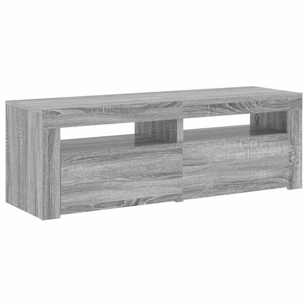 Televizoriaus spintelė su LED, pilka ąžuolo, 120x35x40cm