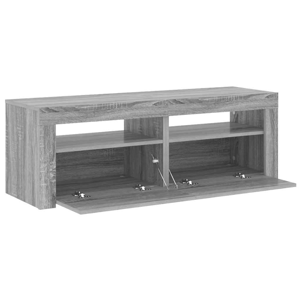 Televizoriaus spintelė su LED, pilka ąžuolo, 120x35x40cm