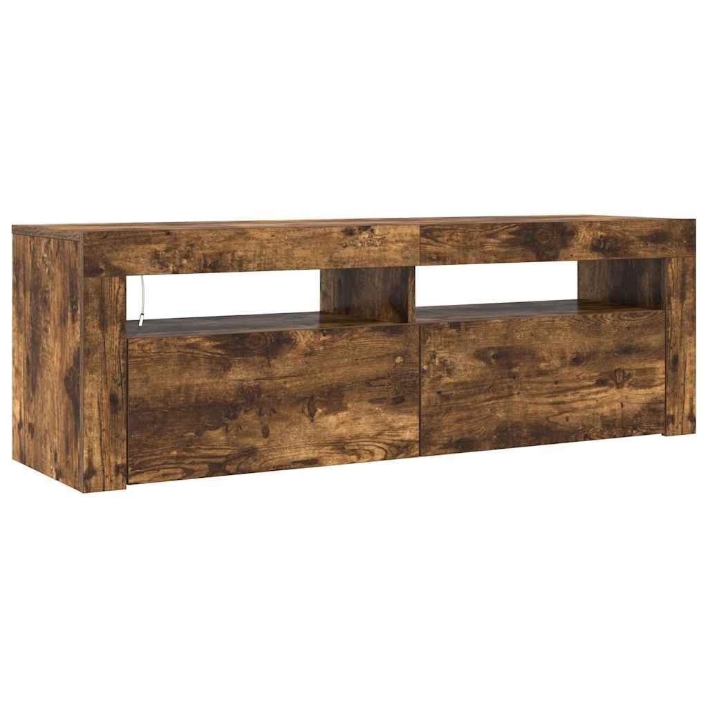 Televizoriaus spintelė su LED, dūminio ąžuolo, 120x35x40cm