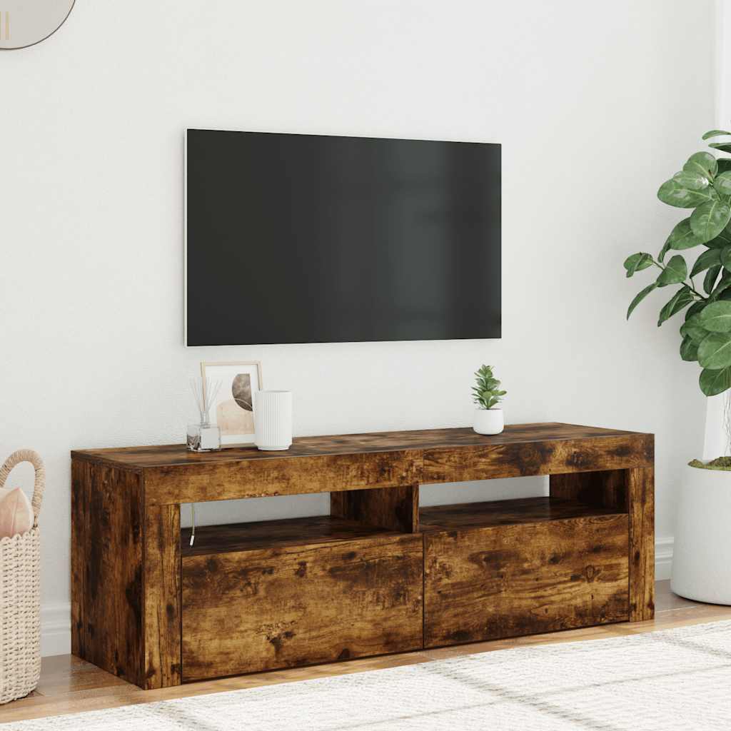 Televizoriaus spintelė su LED, dūminio ąžuolo, 120x35x40cm