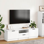 TV spintelė, balta, 140x35x40 cm, inžinerinė mediena