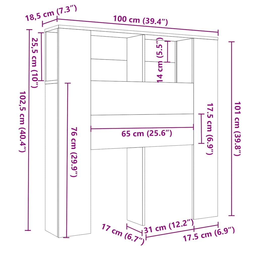 Galvūgalis-spintelė, dūminio ąžuolo spalvos, 100x18,5x102,5cm
