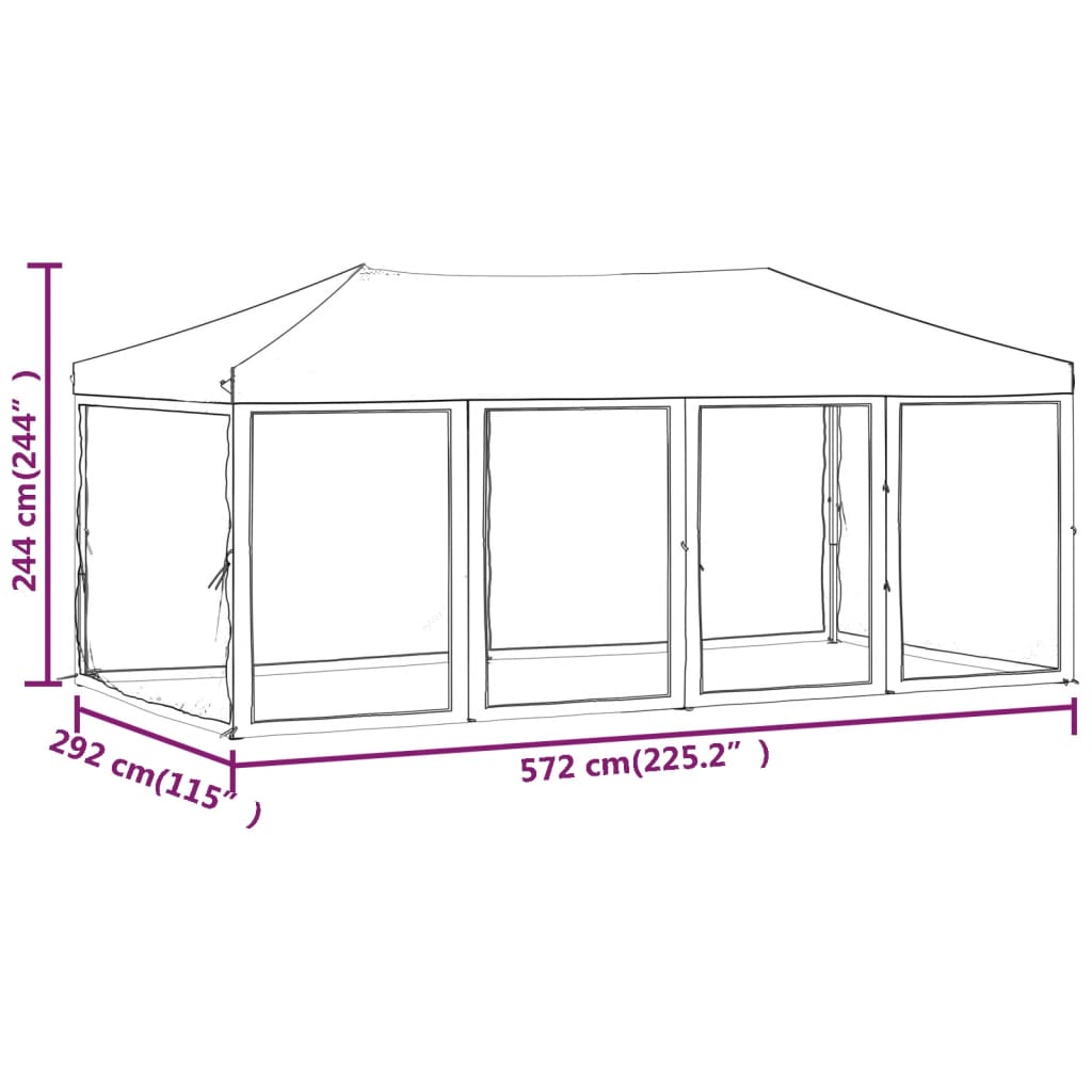 Proginė palapinė su 8 tinklinėmis sienomis, raudona, 3x9m, HDPE