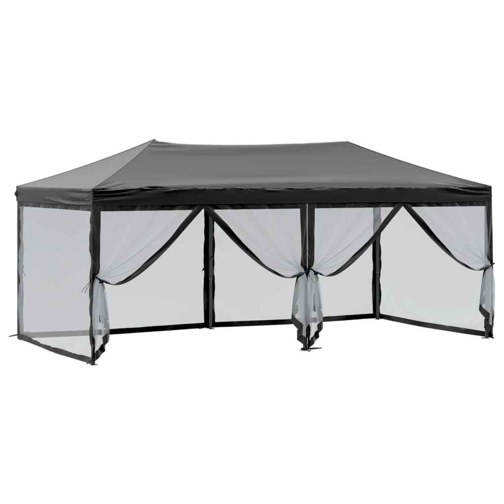 Proginė palapinė su 8 sienomis, antracito, 3x9m, HDPE