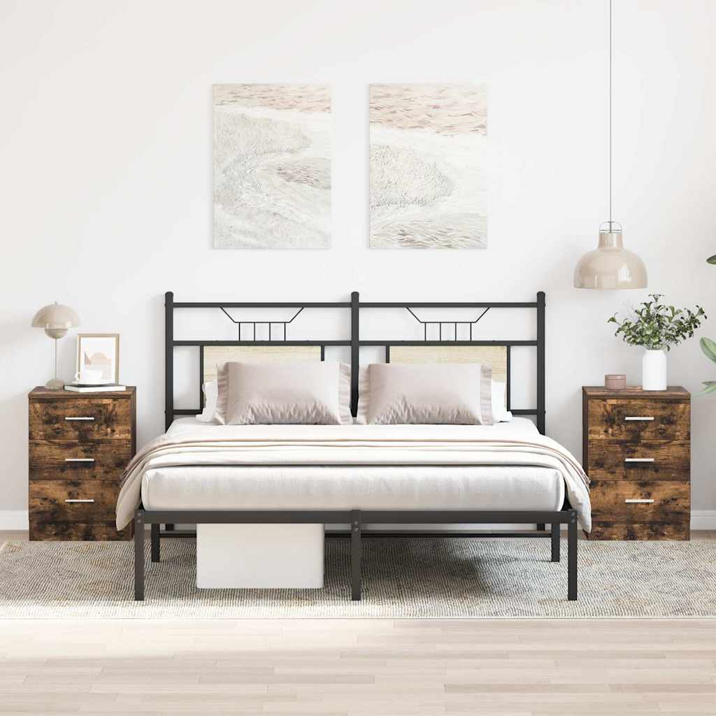 Naktinės spintelės, 2vnt., dūminio ąžuolo, 38x35x56cm, mediena