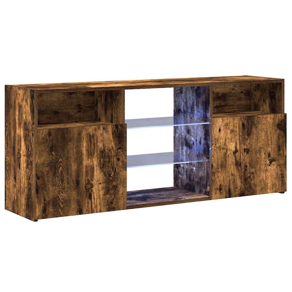 TV spintelė su LED apšvietimu, dūminio ąžuolo, 120x30x50cm