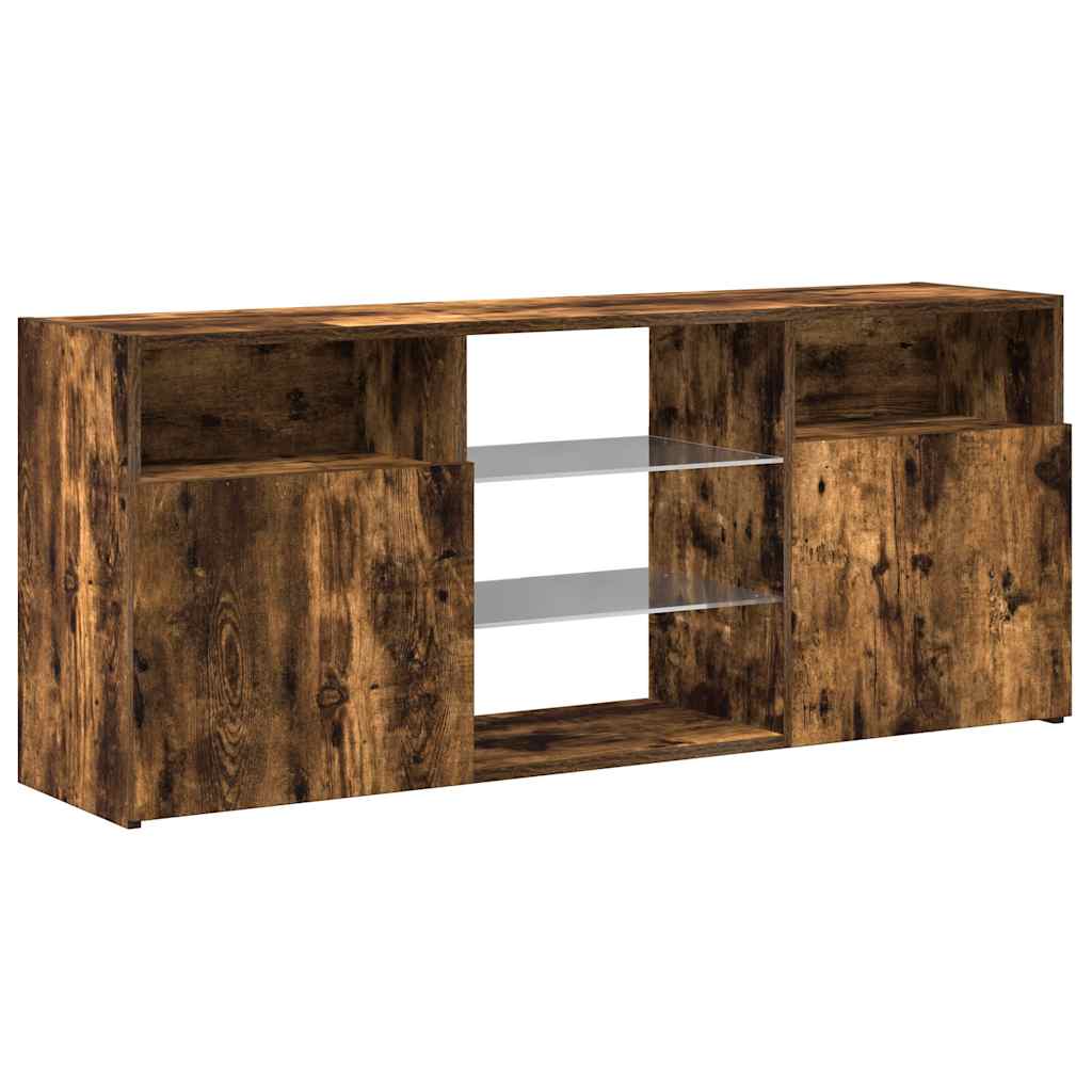 TV spintelė su LED apšvietimu, dūminio ąžuolo, 120x30x50cm