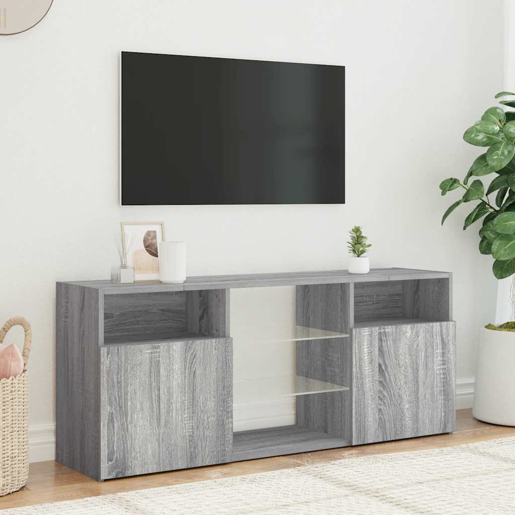 Televizoriaus spintelė su LED, pilka ąžuolo, 120x30x50cm